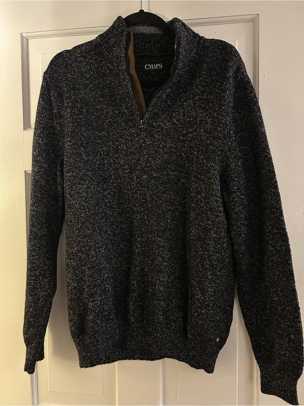 Chaps Men’s Black-Gray Marled Zip Pullover